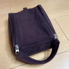 LOEWE ロエベ JAL ポーチ コーデュロイ ベージュ ロゴ - メルカリ