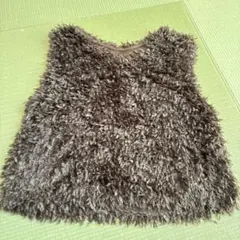 美品　ファーベスト Lサイズ ベージュ ふわふわ ロングベスト 春秋冬