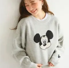 ミッキー 刺繍 グレー 長袖セーター ニット 人気 備品 ミッキーマウス