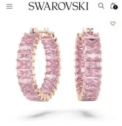 SWAROVSKI　Matrix フープピアス バゲットカット　ピンクカラー