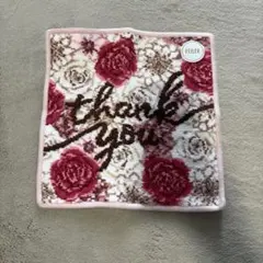 FEILER バラ柄 thank you ハンカチ
