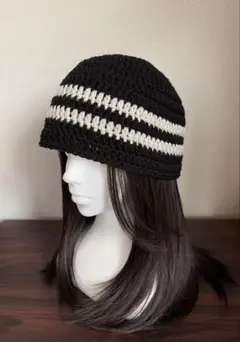 ビーニー クラッシャーハット クロシェハット ハンドメイドかぎ針編み