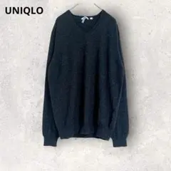 ユニクロ　Vネックセーター　長袖ニット　薄手　カシミヤ100% L ダークグレー