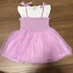 petit main ノースリーブチュールワンピース 80サイズ ピンク