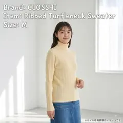 CLOSSHI タートルネック ニットセーター M 裏ボア ケーブル編み