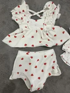 ハート柄 ベビー水着セット（女の子）