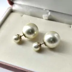 24793✨ディオール トライバル ピアス ダブルパール メタリックグレー