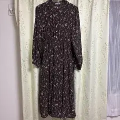 OLIVE des OLIVE 花柄シャツワンピース 長袖 ブラウン