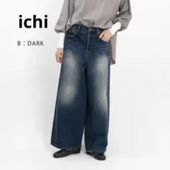 ichiイチ ワイドデニムパンツ　ダーク　ゆったり　現行品のサムネイル