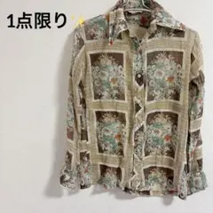 海外古着✨花柄 長袖シャツ 薄手 美品 羽織 シャツ 柄物 1点もの レディース