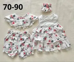ベルメゾン 70-90cm スタイ フリルエプロン かぼちゃパンツ シュシュ