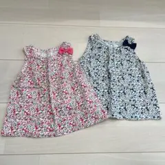 2点セット【西松屋】記名なし 女の子80サイズ / 花柄ノースリーブトップス