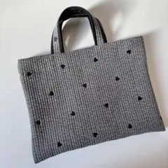 レッスンバッグ（グレーヌビハートブラック刺繍）ヌビバッグ