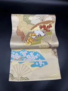 niko　未使用品　袋帯　丸文　ほていや　クリーム色系　長尺　G806 niko様専用 未使用品 袋帯 丸文 ほていや クリーム色系 長尺