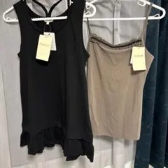 新品未使用ブラックタンクトップとブラウンキャミソールセット　まとめ売り