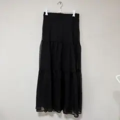 【Heather】シアーティアードロングスカート ブラック　HE050510EMのサムネイル