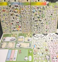 10点セット パンダ ぷくぷく ぷっくり シール プチ 付箋 もちもち