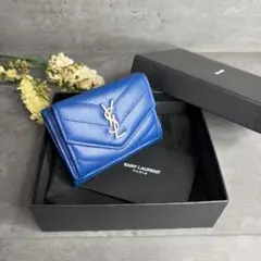 【箱付き】SAINT LAURENT 三つ折り財布 キャビアスキン カサンドラ