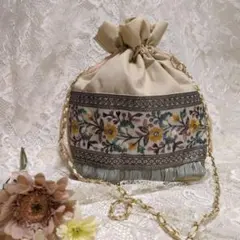 インド刺繍　巾着バッグ　サコッシュ　11