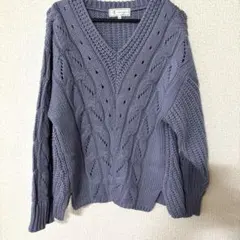 ROPÉ PICNIC ケーブル編み Vネックセーター 38 グレー