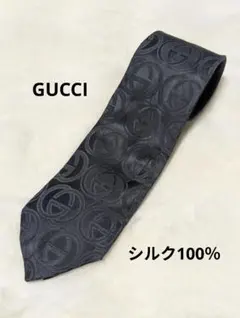 GUCCI シルク100% ネクタイ ロゴパターン