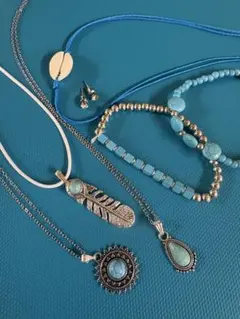 ターコイズブルー　アクセサリー　7点セット