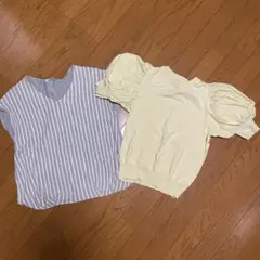 半袖トップス2点セット グレーとイエロー　Mサイズ　ロペピクニック