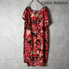 CHILD WOMAN ゆったり 総柄 半袖ワンピース N3355
