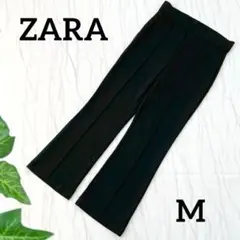 ザラ センタープレスストレートパンツ スラックス 伸縮性 ビジネス ブラック M