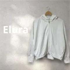 エルーラ【Elura】大人上品 ゴールドジップ ダンボールニットパーカー 白 Fのサムネイル