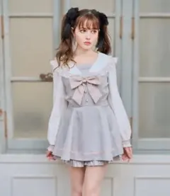 リズリサ LIZLISA セーラーカラーセットアップ グレー 予備のボタン付き セーラーカラーセットアップ ｜ LIZ LISA（リズリサ）公式通販