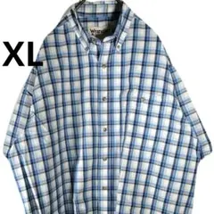 海外輸入 古着 Wrangler ラングラー 半袖 チェック ボタンダウンシャツのサムネイル