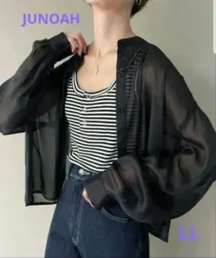 *JUNOAH* ブラックシースルー　長袖シャツ　LLのサムネイル