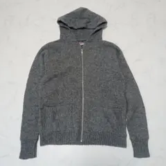 45rpm グレー フード付きニットパーカー