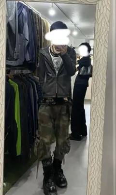 00s archive Leather hoodie jacket