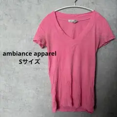 ambiance apparel コットン ピンク Vネック Tシャツ 半袖