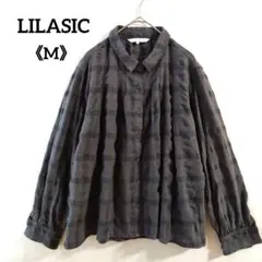 リラシク フロントタック 長袖シャツ ダークグレー M ナチュラル ゆったりのサムネイル