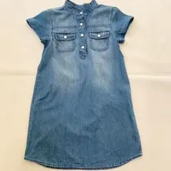 130cm デニムワンピース 半袖 シャツワンピース ライトブルー