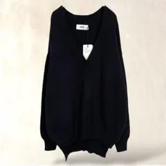 アズールバイマウジー　長袖ニット　黒　Vネック　ゆったり　丈違い　スリット　秋冬