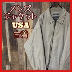 ブルゾン メンズ L ベージュ 無地 USA古着 90s 長袖 ジャケット