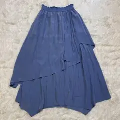 Karl Park Lane ロングフレアスカート 5号 ブルー アシンメトリーのサムネイル