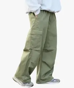 ✨新品✨メンズ　カーゴパンツ　カーキ　 ワイド　Lサイズ