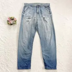 【クアドロ】 メンズ デニムパンツ （M） 色落ち ヴィンテージ ダメージのサムネイル