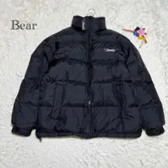 ベアー　ダウンジャケット　リバーシブル　オーバーサイズ　ブラック　刺繍ロゴ　L