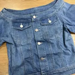 ナノユニバース　ノーカラー　デニムジャケット　Gジャン　オフショル　パフスリーブ