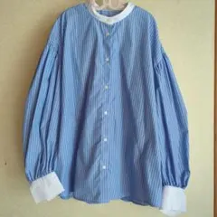 SamanthaMos Blue ストライプ柄 長袖シャツ