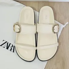 ZARA フラットサンダル　アイボリー　39 25.5cm