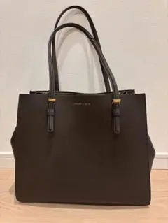 CHARLES & KEITHブラウン レザー トートバッグ