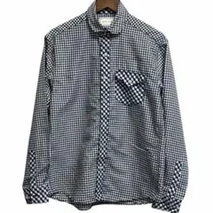 美品HIBECK ハイベックギンガムチェック 切替シャツサイズ2異素材切替 長袖のサムネイル