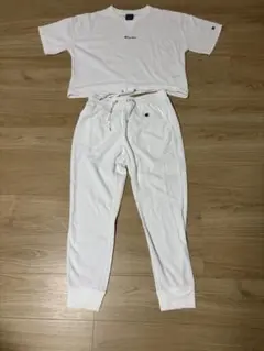 チャンピオン ホワイトクロップドTシャツ ロングパンツ セット Mサイズ